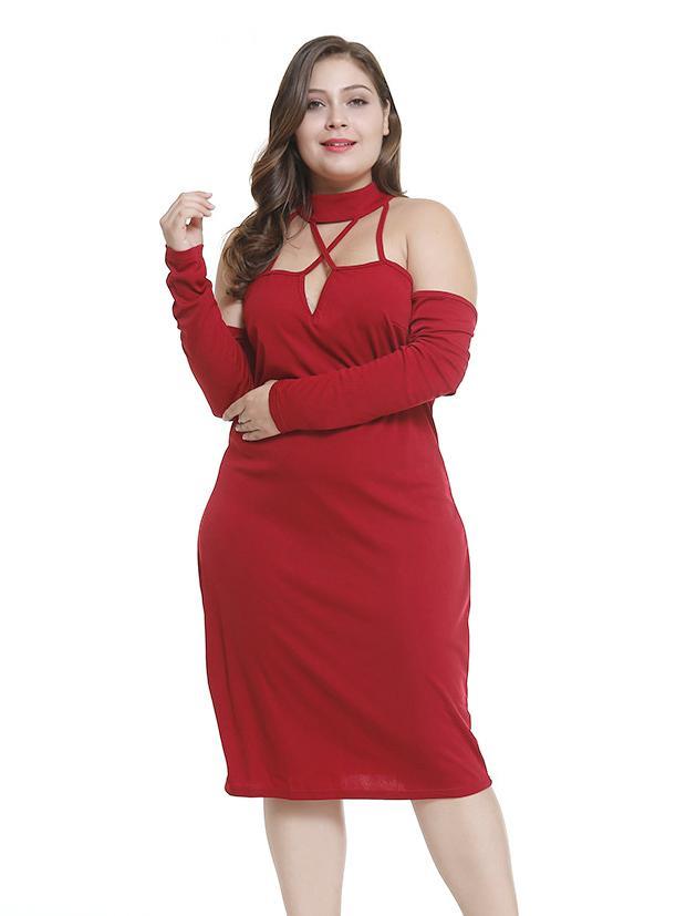 Hollow Out Slim Fit Sexy Halter Dress