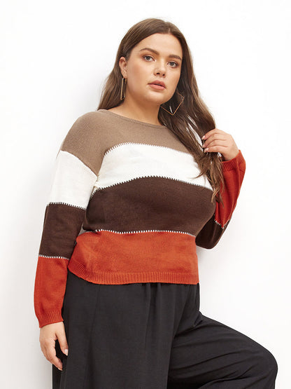 Color Block Striped Pullover Sweater