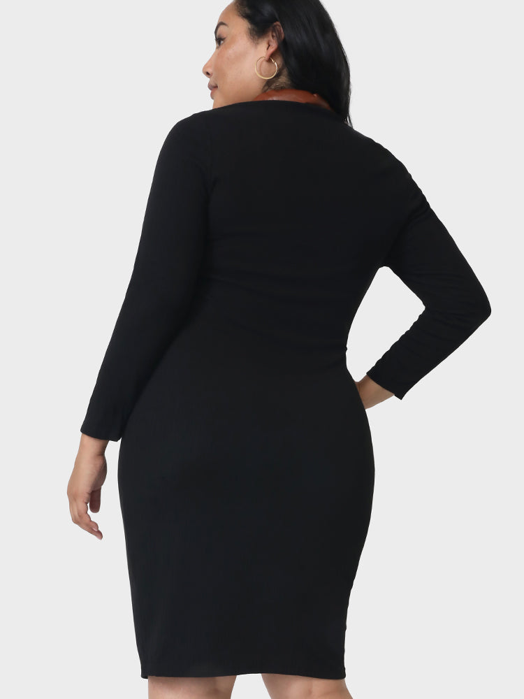 Patchwork Split Bodycon Dress