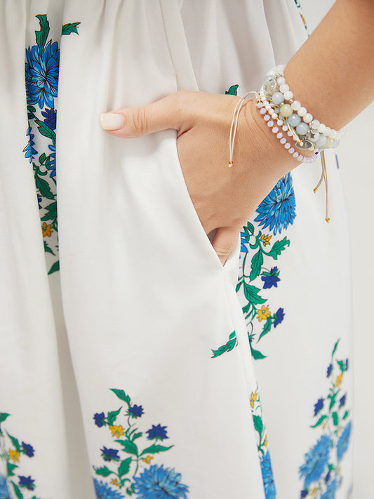 Bandana Print Flutter Pocket Cold Shoulder Dress