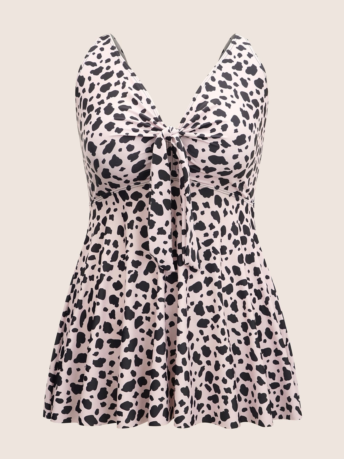 Leopard Bowknot Front Waistline Inside Swim Top