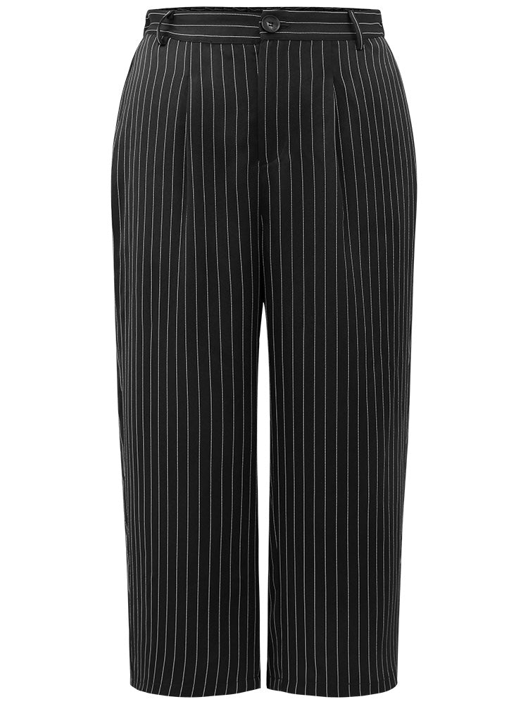 Striped Button Up Wide Leg Pants