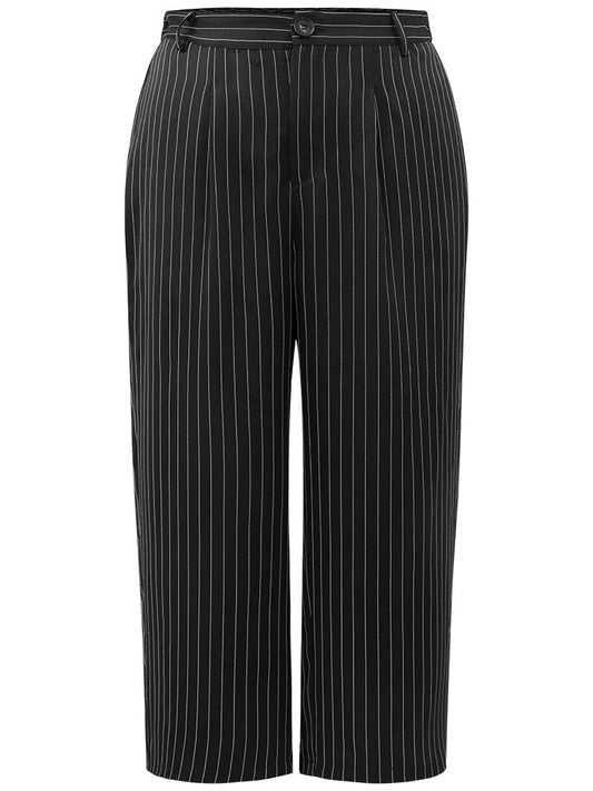 Striped Button Up Wide Leg Pants