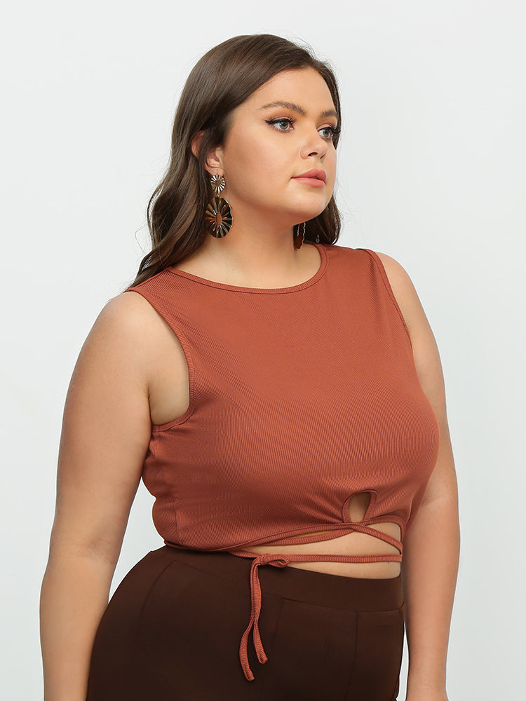 Keyhole Sleeveless Knotted Top