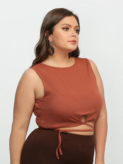 Keyhole Sleeveless Knotted Top