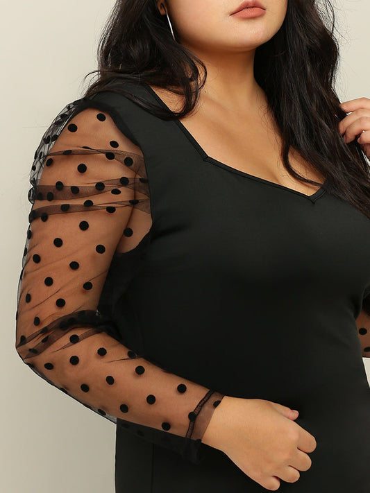 Polka Dot Long Sleeve Stitching T-shirt