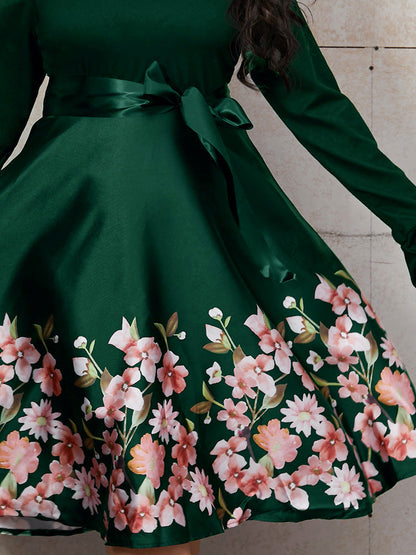 Floral Ribbon Knotted Dress