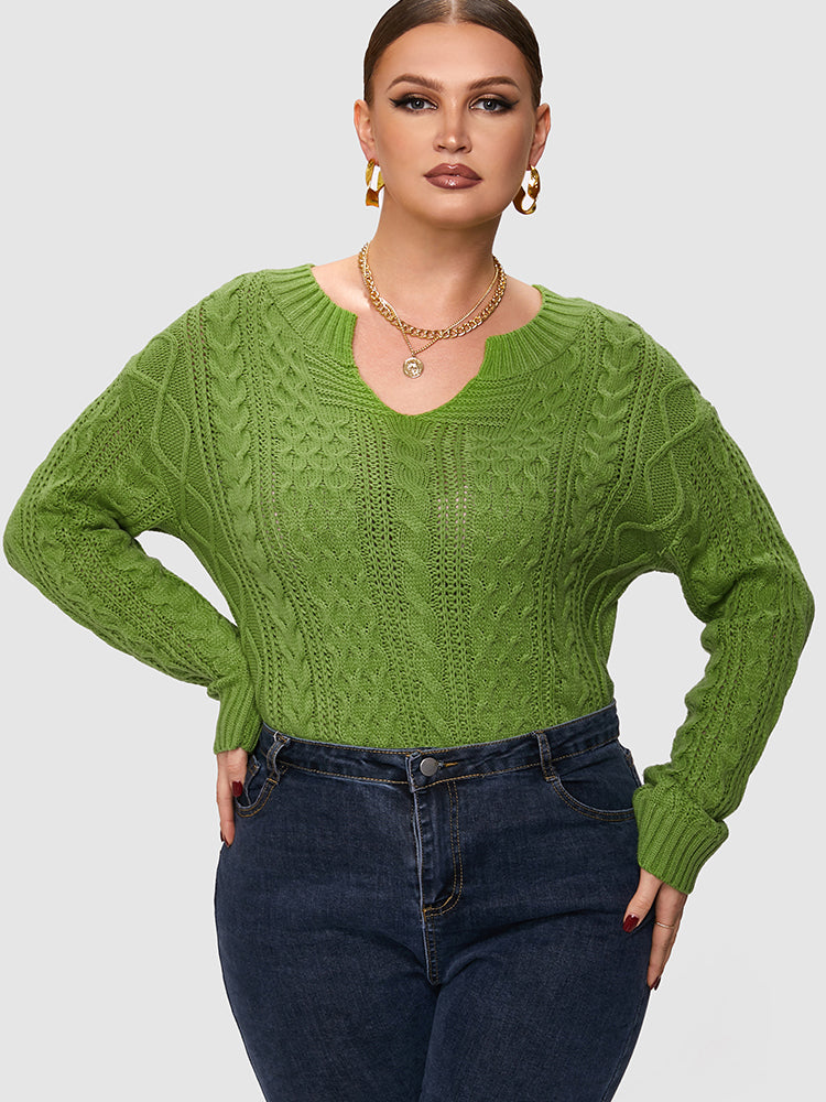 Cable Knit Green Sweater