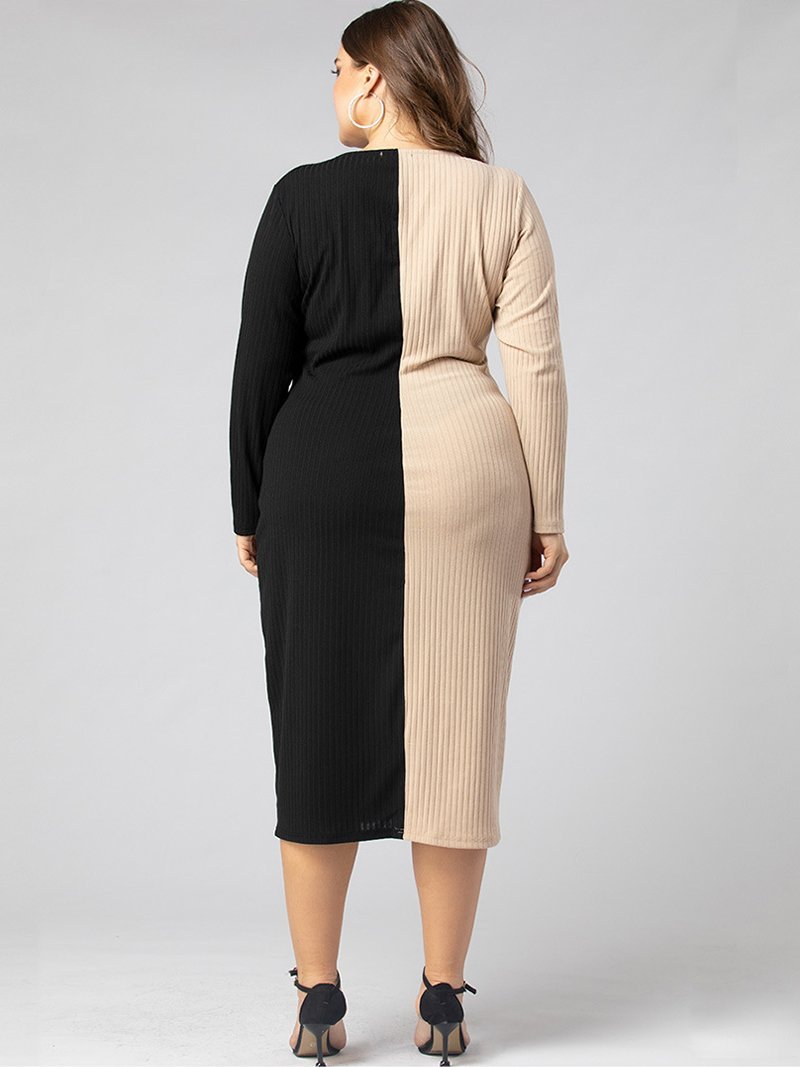 Patchwork Split V-neck Dress