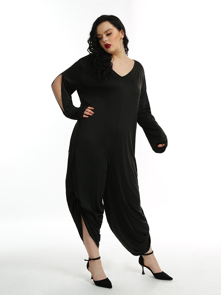 Irregular Opening Solid Jumpsuit