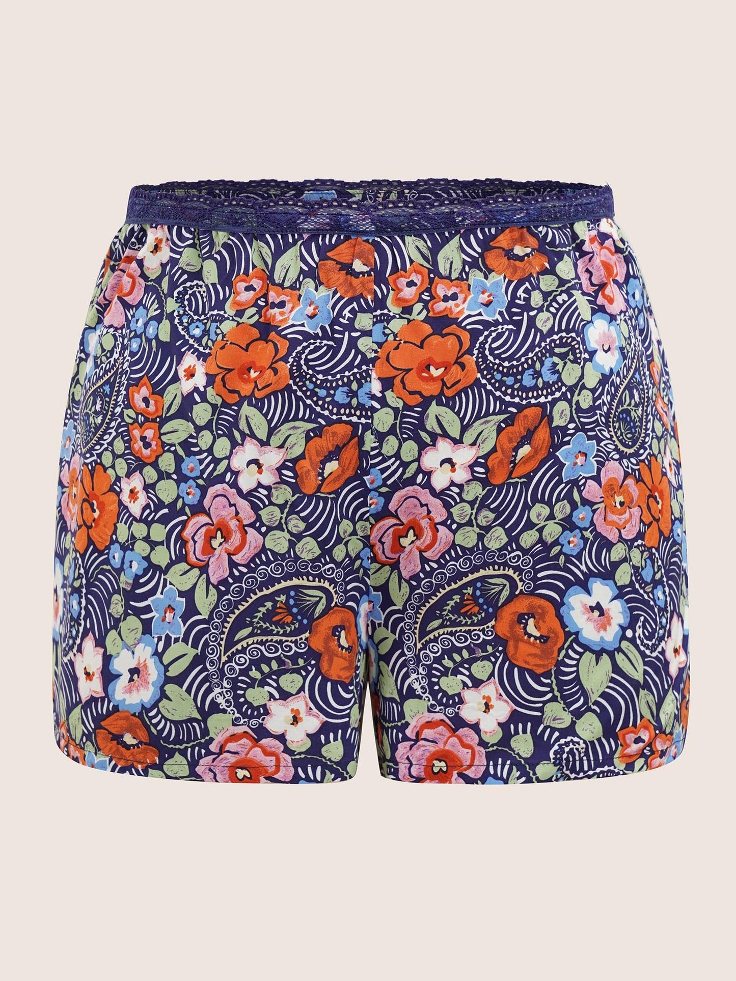 Rayon Boho Print Lace Panel Sleep Bottoms