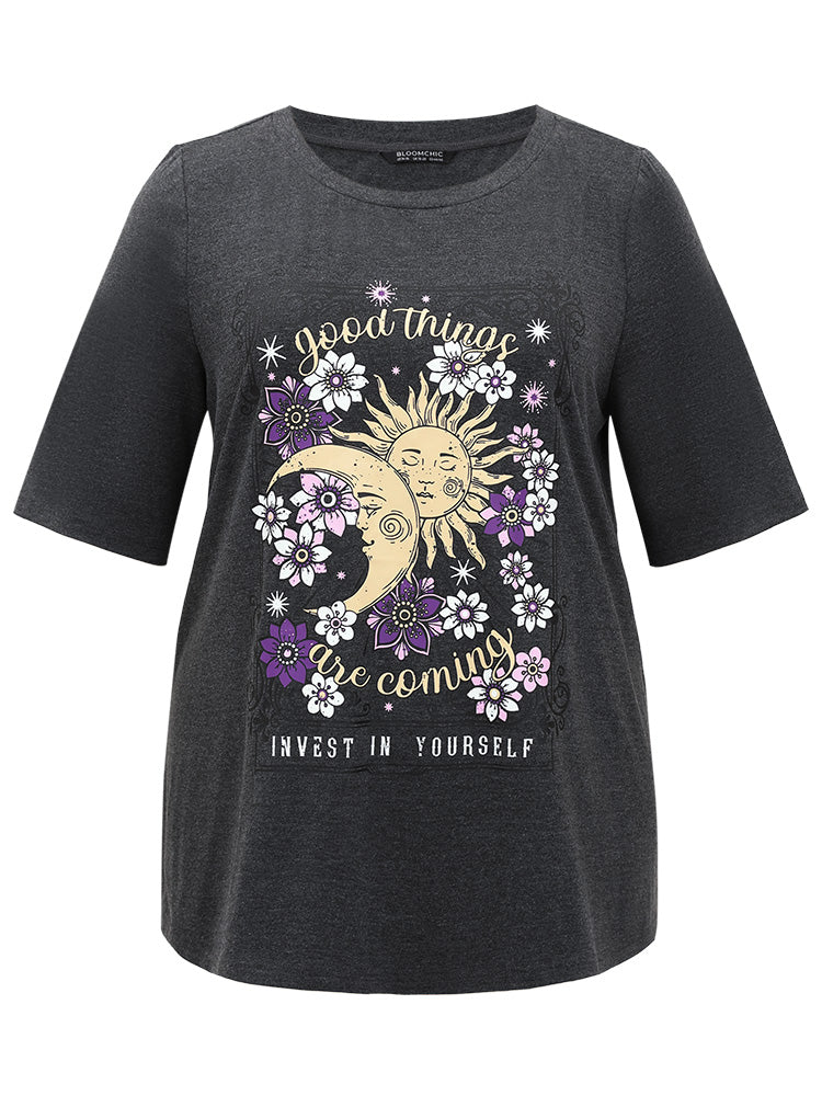 Horoscope Print Round Neck T-shirt