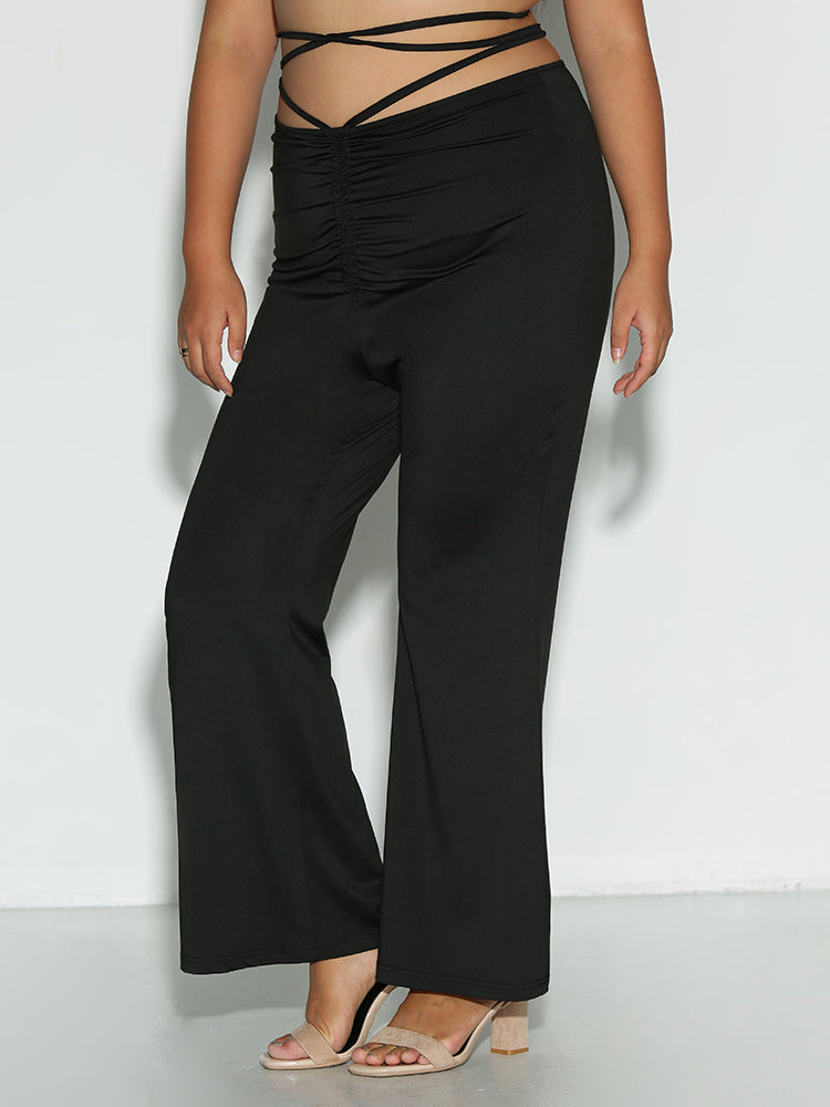 Ruched Knotted Waist Pants