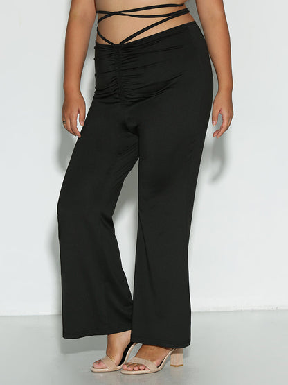 Ruched Knotted Waist Pants