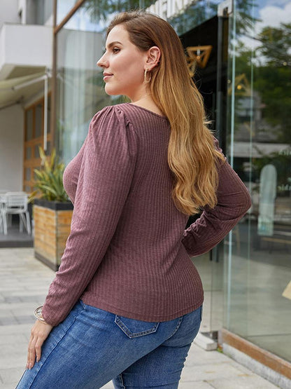 Basic Square Collar Knit T-shirts