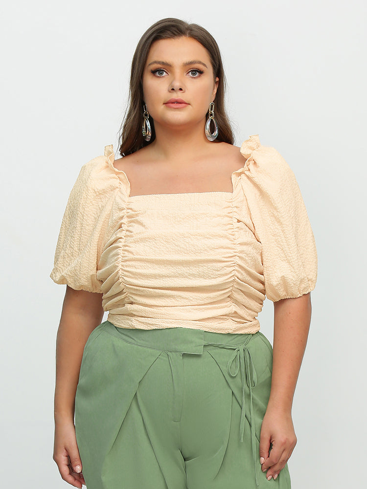 Ruffle Frill trim Puff Sleeve Blouse