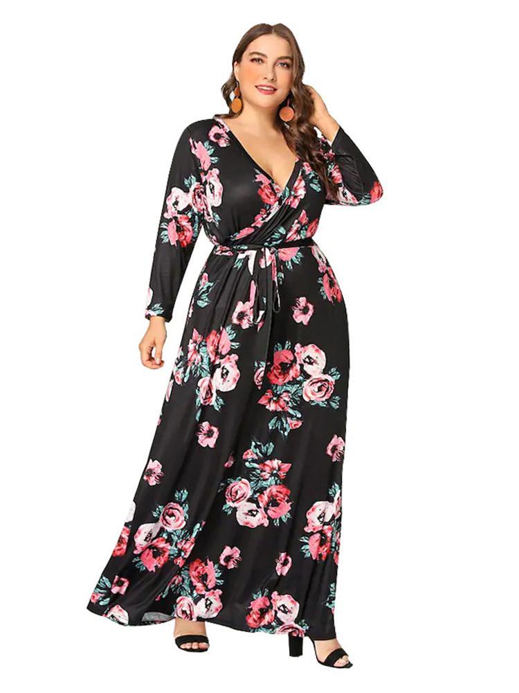 Floral Printed Wrap Maxi Dress