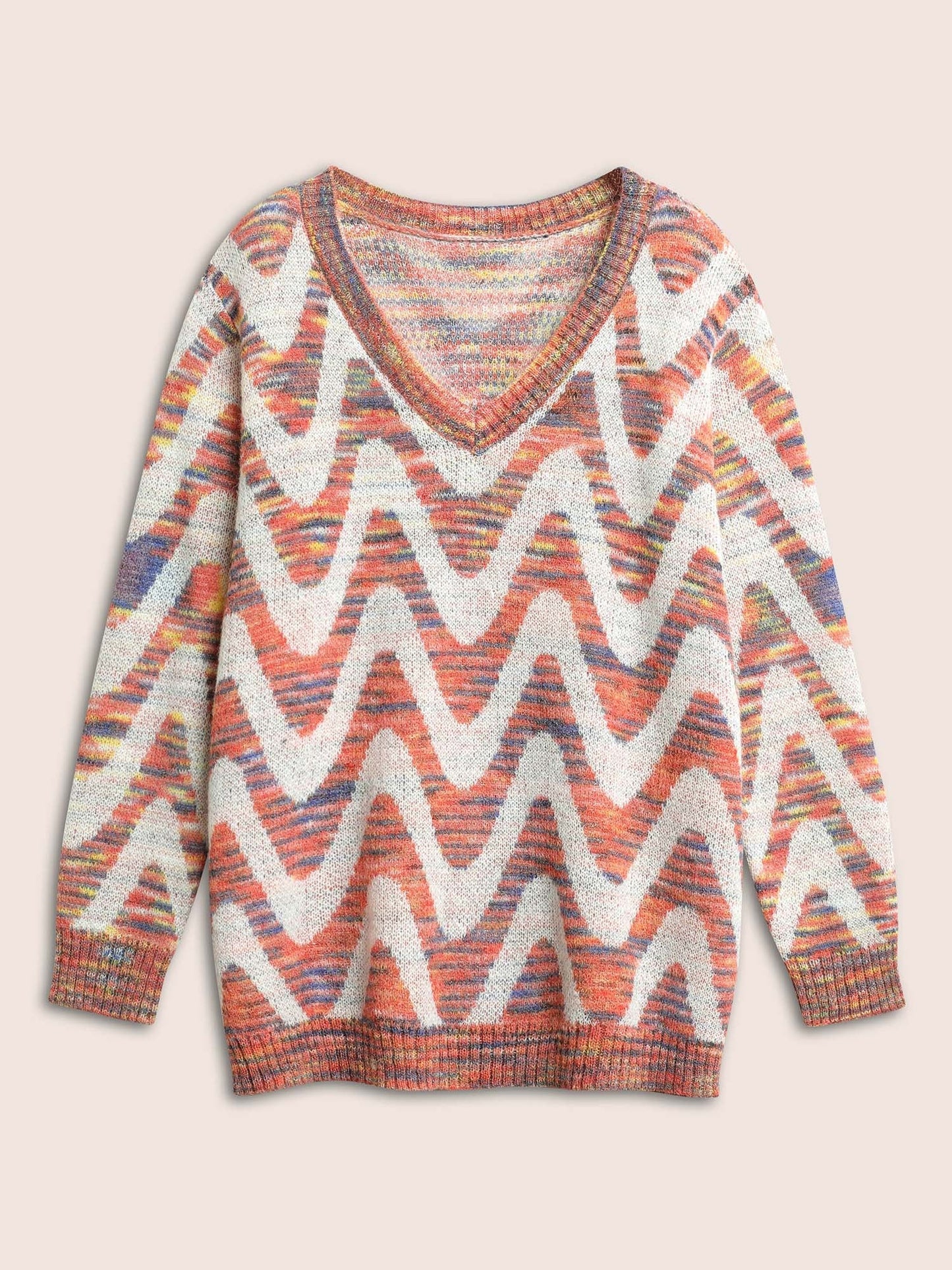 Asymmetrical Heather Wave Elastic Cuffs Pullover