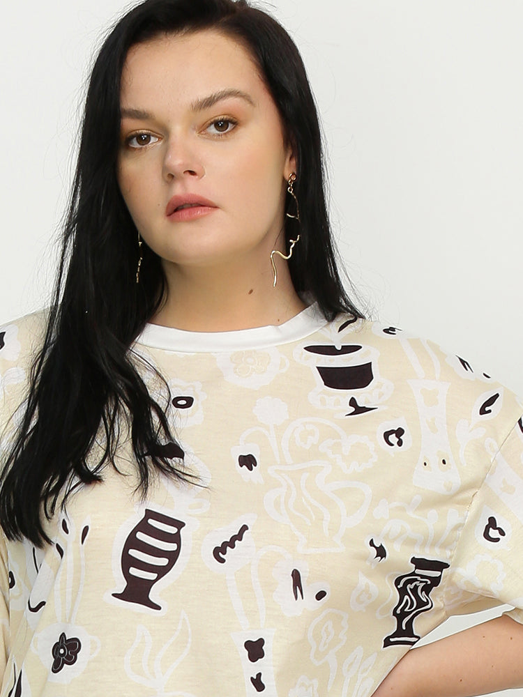 Sketch Painting Round Neck T-Shirt