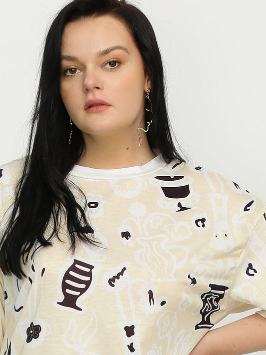 Sketch Painting Round Neck T-Shirt