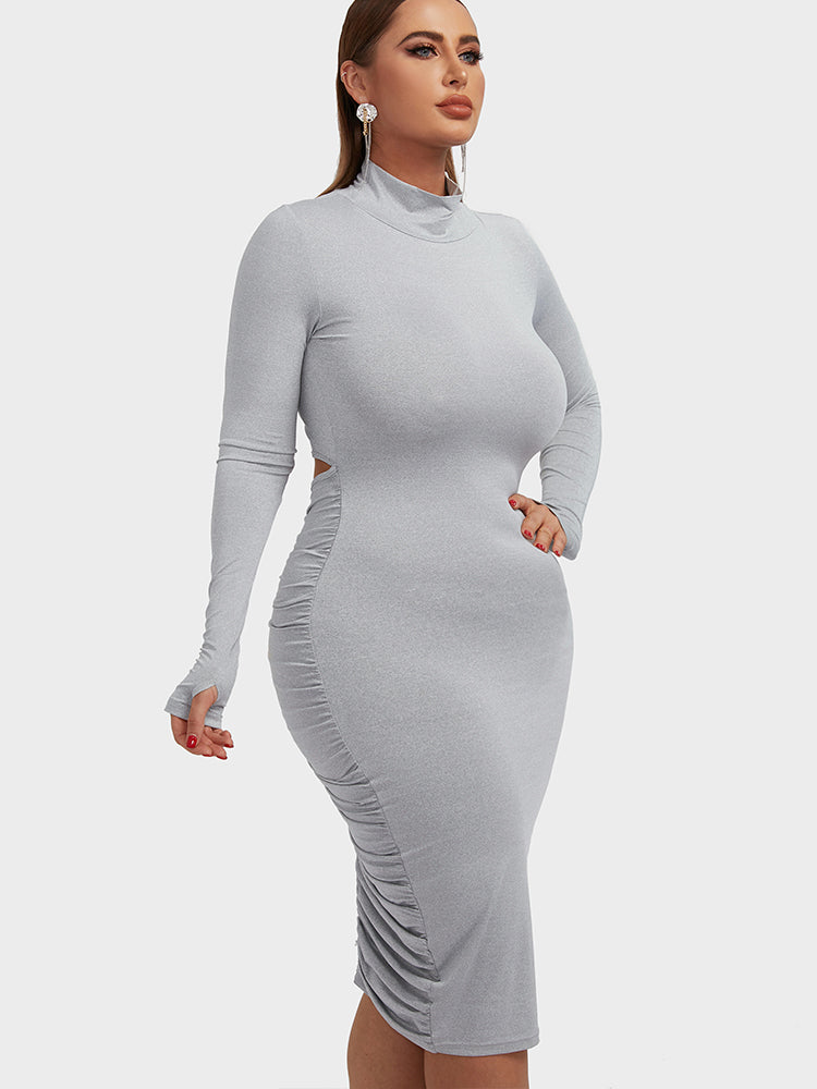 Gathered Back Cut Out Bodycon Dress