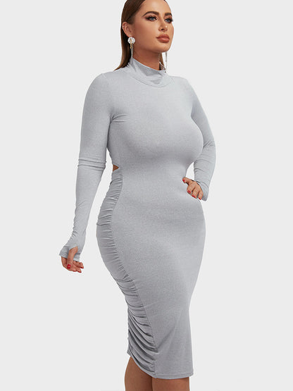 Gathered Back Cut Out Bodycon Dress
