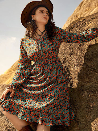 Ditsy Floral Ruffle Tie Front Dress