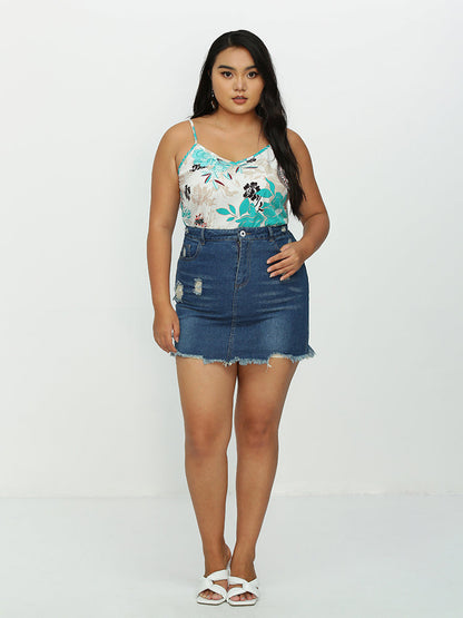 Floral V-neck Strap Tank Top