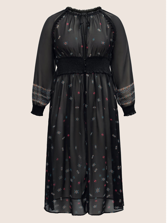 Bandana Print Mesh Shirred Split Side Kimono