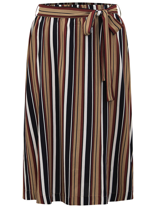 Striped Ties Elastic Waist A-line Skirt