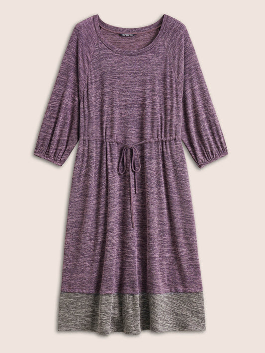 Heather Drawstring Pocket Contrast Patchwork Dress