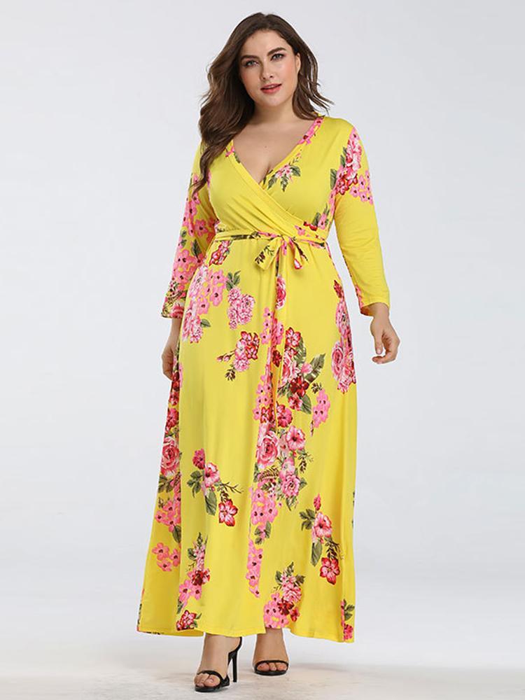 Floral Printed Wrap Maxi Dress