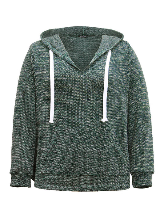 Textured Kangaroo Pocket Hooded Sweatshirt