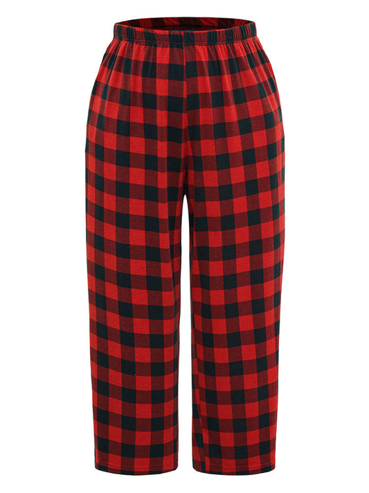 Plaid Pocket Elastic Waist Sleep Pants