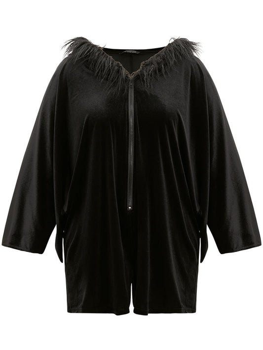 Halloween Hooded Zipper Dolman Sleeve Sleep Jumpsuit