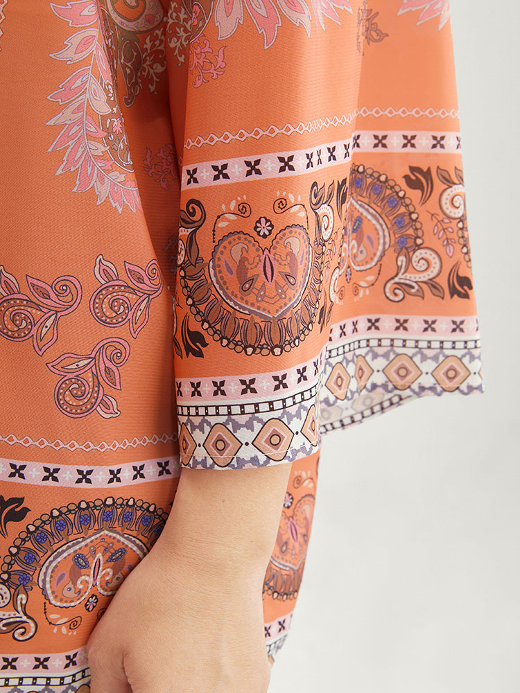 Bandana Print Open Front Kimono