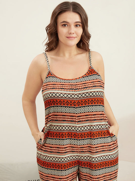 Bandana Pocket Striped Spaghetti Strap Jumpsuit