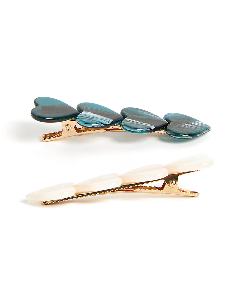 2 Pack Heart Decor Hairclips