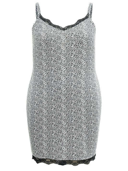Leopard Print Eyelet Lace Sleep Cami Dress
