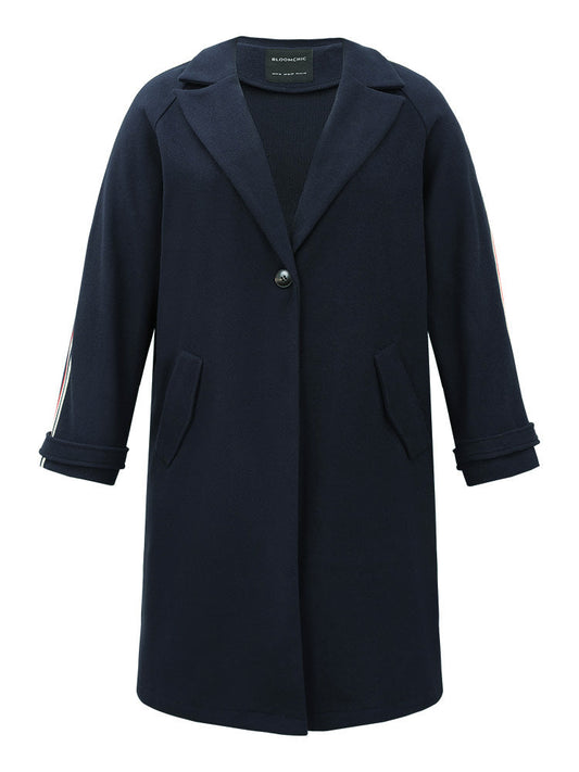 Plain Lapel Collar Button Up Contrast Webbing Windbreaker