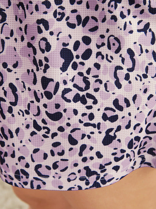 Leopard Contrast Elastic Waist Pocket Sleep Shorts