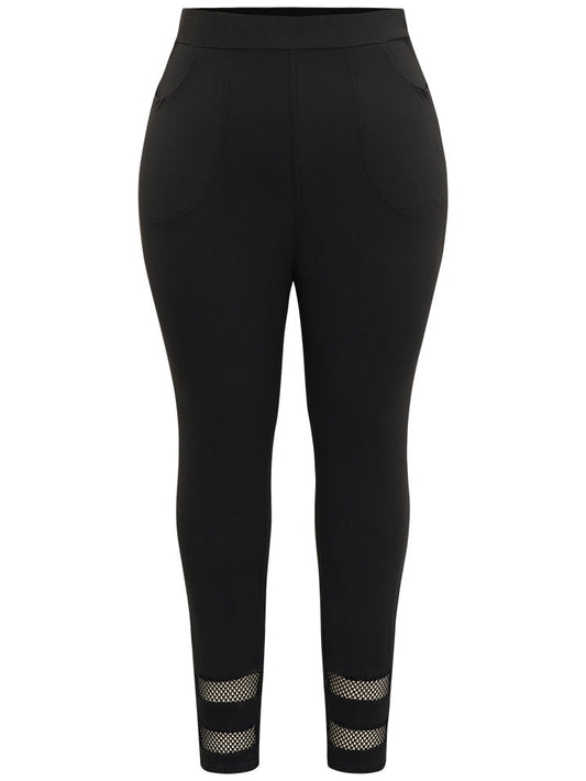 Plain Lace Patchwork Cut Out Legging