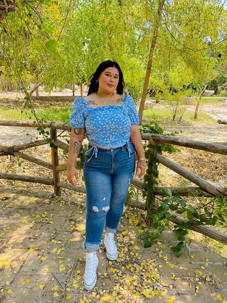 Ruched Knot Swiss Dot Top