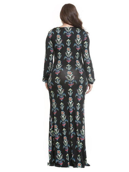 Bohemia V-neck Slim Fit Split Maxi Dress