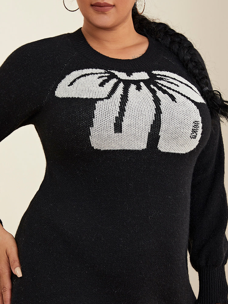 Bowknot Pattern Sweater Dress