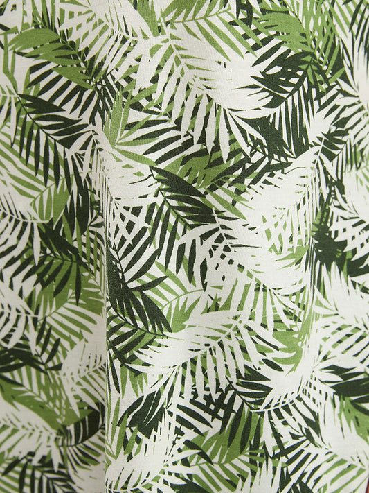 Tropical Print V Neck Contrast T-shirt