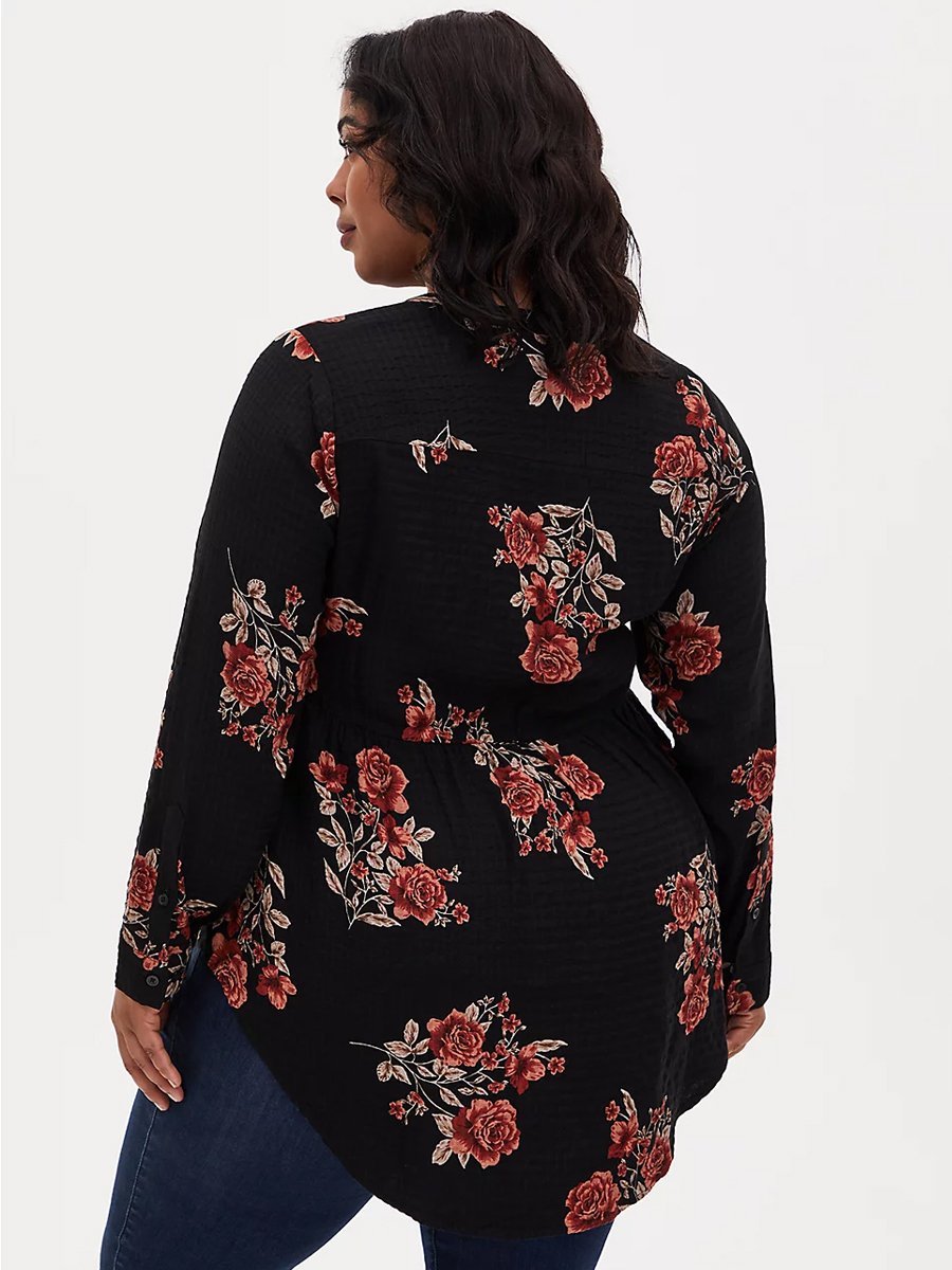 Floral Printed Button Up Blouse