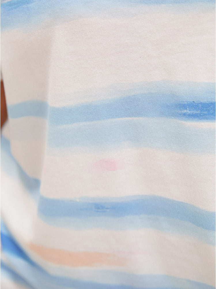 Striped Contrast V Neck Short Sleeve Ombre T-shirt