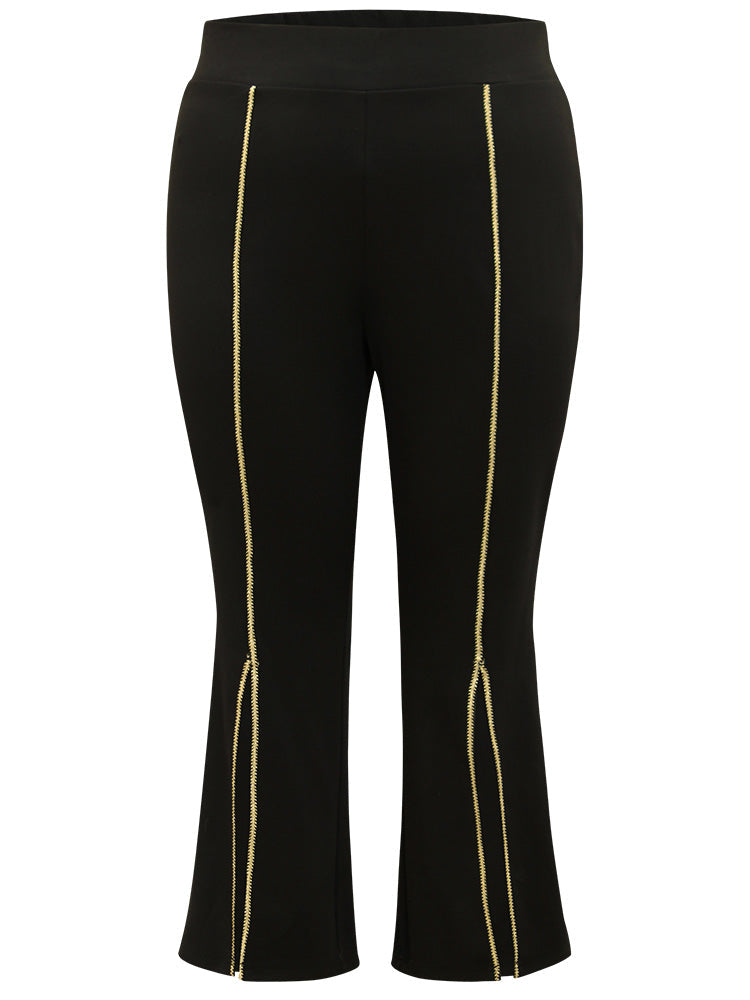 Split Front Contrast Webbing Bootcut Pants