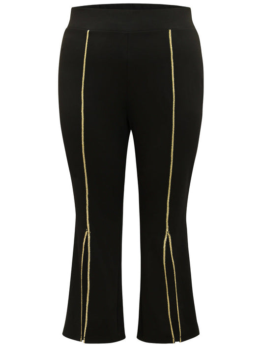 Split Front Contrast Webbing Bootcut Pants